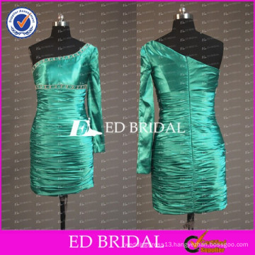 ED Bridal Real Sample One Shoulder One Sleeve Cheap Taffeta Short Sheath Cocktail Dress 2017